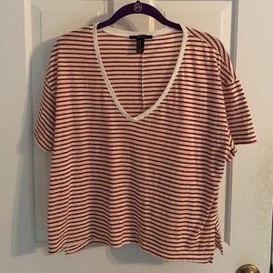 Forever 21 Orange Striped Shirt
